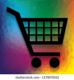 Shopping cart sign. Vector. Flat style black icon on white.
