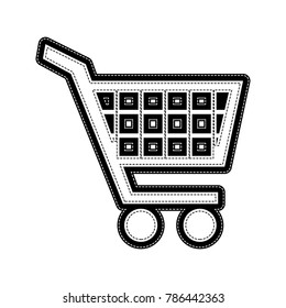 Shopping cart sign. Vector. Flat style black icon on white.