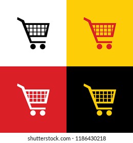 Shopping cart sign. Vector. Icons of german flag on corresponding colors as background.