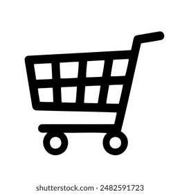 Shopping Cart Silhouette in Black and White