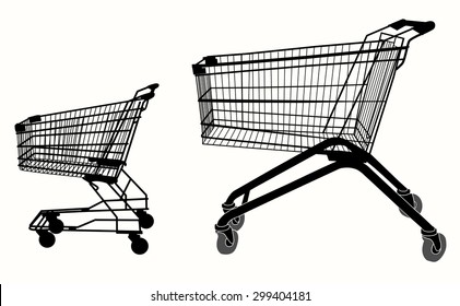 Shopping cart silhouette. Iisolated object over white background.