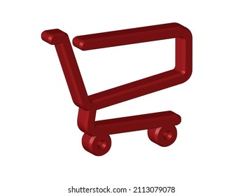 Einkaufswagen, einfaches 3D-Symbol - Vektorgrafik