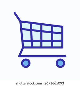 Shopping Cart Simple Vector Illustration in Blue Color