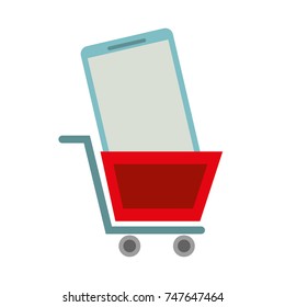 shopping cart and smartphone online order commerce