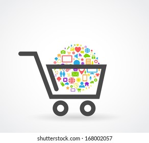 shopping cart social media concept