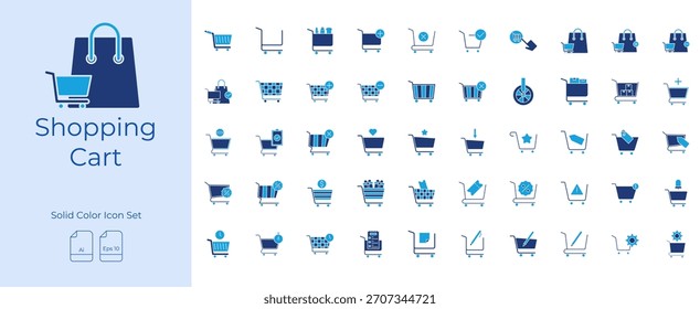 Shopping Cart Solid Color Editable Icons set