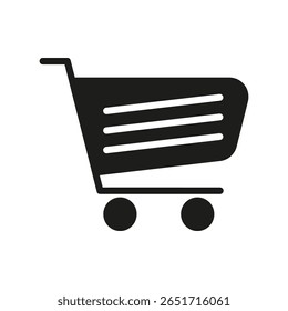 Shopping Cart Solid Icon. E-Commerce, Online Shopping, And Retail Store Silhouette Symbol. Consumer Purchases And Marketplace Representation. Isolated Vector Illustration.