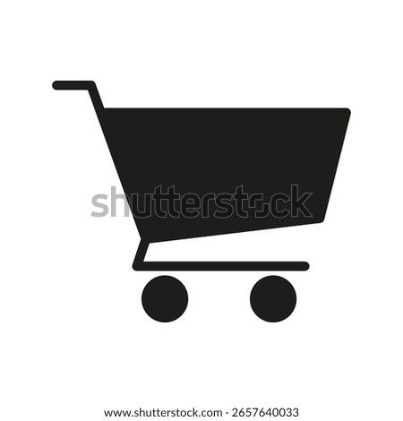 Shopping Cart Solid Icon. E-Commerce, Online Shopping, And Retail Marketplace Silhouette Symbol. Simplified Purchase Representation. Isolated Vector Illustration.