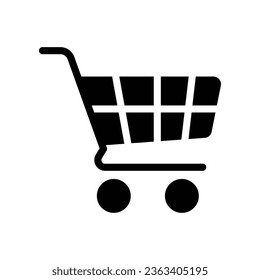 Icono sólido del carro de la compra. Trole. logotipo de la cesta de compras para productos de compra en el símbolo de tienda online. bolsa de compras de venta simple. contenedor minorista Diseño de ilustración vectorial sobre fondo blanco. EPS 10
