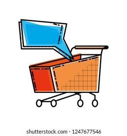 shopping cart with speech bubble