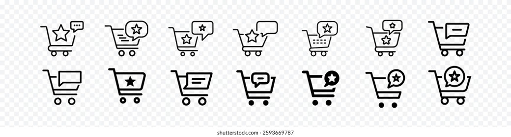Shopping Cart with Speech Bubble and Star Icon