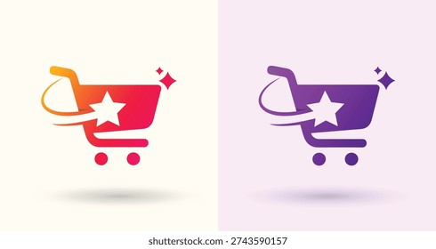 Shopping Cart Star Logo for Ecommerce Store Online Sale Branding
