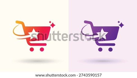 Shopping Cart Star Logo for Ecommerce Store Online Sale Branding
