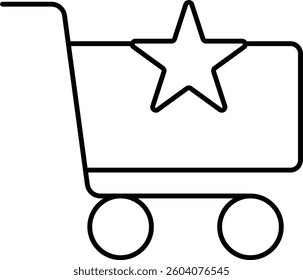 Shopping cart with star, Loyalty program icon. Vector illustration