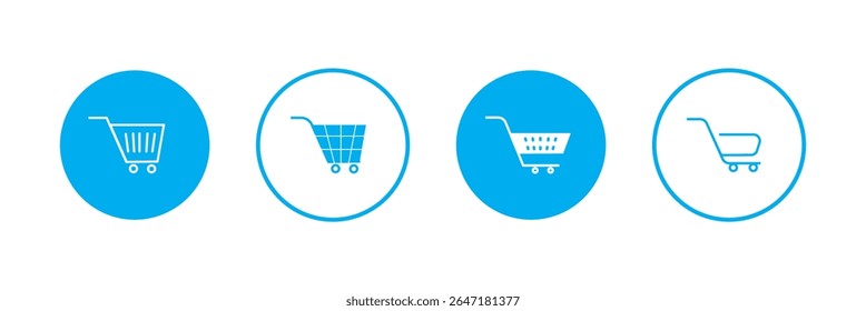 Shopping cart. Supermarket basket vector set. Store checkout isolated icon.