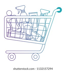 shopping cart with supermarket products