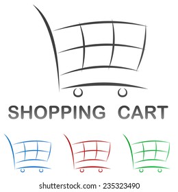 Shopping cart symbol icon design set