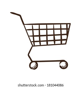 Shopping cart symbol. Isolated sketch icon pictogram. Eps 10 vector illustration.