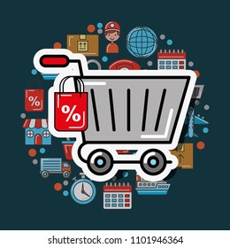 shopping cart tag price logistic and delivery