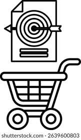 A shopping cart with a target on it. The target is a bullseye with arrows pointing to it