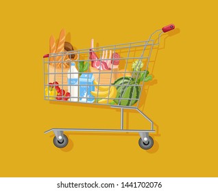 Shopping cart template Vector flat style. Product icon sale concept