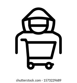 Shopping Cart Thief Icon Vector. Outline Shopping Cart Thief Sign. Isolated Contour Symbol Illustration