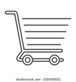 Shopping cart thin line icon, e commerce and store, food retail sign vector graphics, a linear pattern on a white background, eps 10.