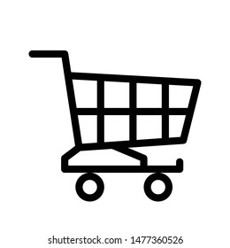 Shopping cart thin line icon. Supermarket shopping trolly outline icon. Editable stroke vector.