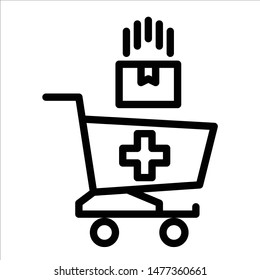 Shopping cart thin line icon. Supermarket shopping trolly outline icon. Editable stroke vector.