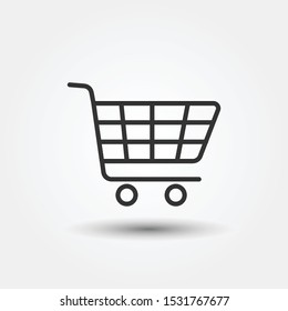 Shopping cart thin line icon. Black editable stroke. Vector illustration.