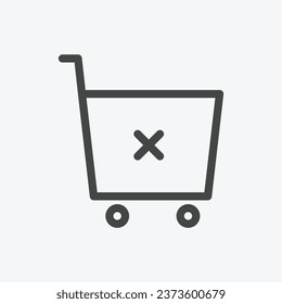 Shopping cart thin line icon in vector format