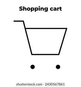 Carro de la compra, línea delgada vector icono negro. Elementos gráficos. Signo de símbolo aislado plano de moda se puede utilizar para: ilustración, contorno, logotipo, móvil, aplicación, emblema, diseño, web, ui, ux. Vector EPS 10