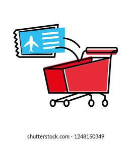 shopping cart with ticket airplane