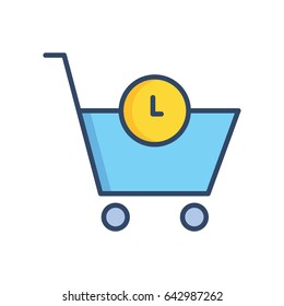 Shopping Cart Time Icon Vector Illustration