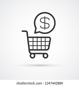 Shopping Cart trendy style black icon. Vector illustration