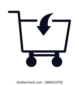 shopping cart trolley with arrow in line style icon vector illustration design