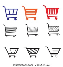 shopping cart shopping trolley black colorful vector art for eshop business company store logo template