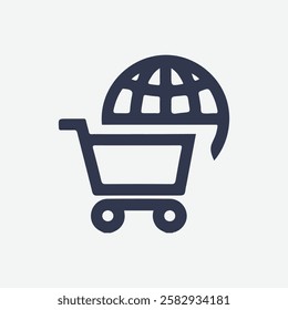 Shopping cart trolley caddy ecommerce icon, vector illustration