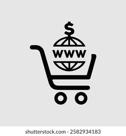 Shopping cart trolley caddy ecommerce icon, vector illustration