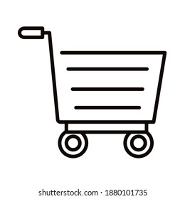shopping cart trolley with horizontal lines supermarket line style vector illustration design