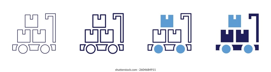 Shopping cart trolley icon in 4 different styles. Thin Line, Line, Bold Line, Duotone. Duotone style. Editable stroke.