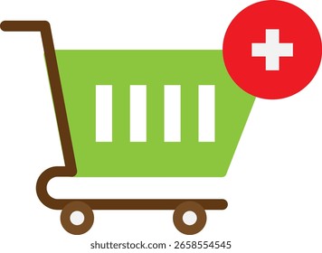 Icono de la carretilla de Carrito de compras Ilustración plana de Vector