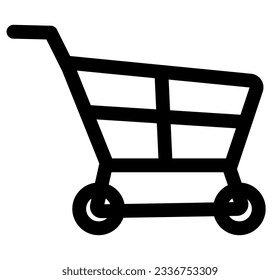 Shopping cart. Trolley icon for websites. Vector black icon isolated on white background.