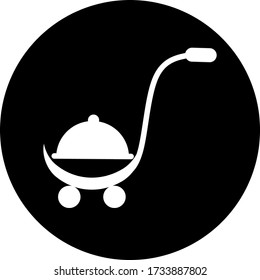 Shopping cart, trolley vector in black circle icon. Contain such icon as mobile shop, web site, and ui. Cart flat collection of web icon for online store. Shopping Cart in flat design best vector icon