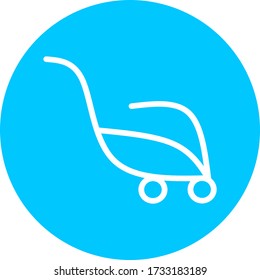 Shopping cart, trolley vector in blue circle icon. Contains such icon as mobile shop, web site, and ui. Cart flat collection of web icon for online store. Shopping Cart in flat design best vector icon