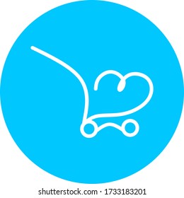 Shopping cart, trolley vector in blue circle icon. Contains such icon as mobile shop, web site, and ui. Cart flat collection of web icon for online store. Shopping Cart in flat design best vector icon