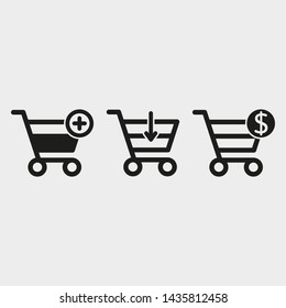 Shopping cart, trolley vector icon set.