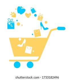Shopping cart, trolley vector icon. Contains such icon as mobile shop, web site, and ui. Cart flat collection of web icon for online store. Shopping Cart in flat design best vector icon. 