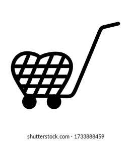 Carro de compras, icono del vector del carro. Contiene un icono como la tienda móvil, el sitio web y ui. Colección plana de icono web para tienda online. Carro de compras en diseño plano mejor icono vector.
