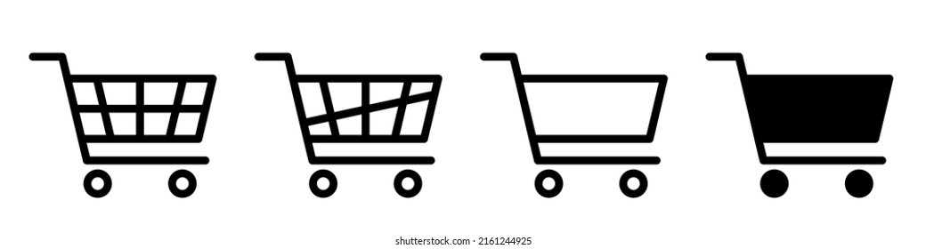 Shopping cart various icons. Add to cart vector symbol. Supermarket basket